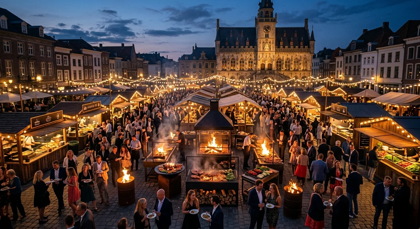 Large scale gastronomic festival collaboration featuring live fire cooking zones and product supply